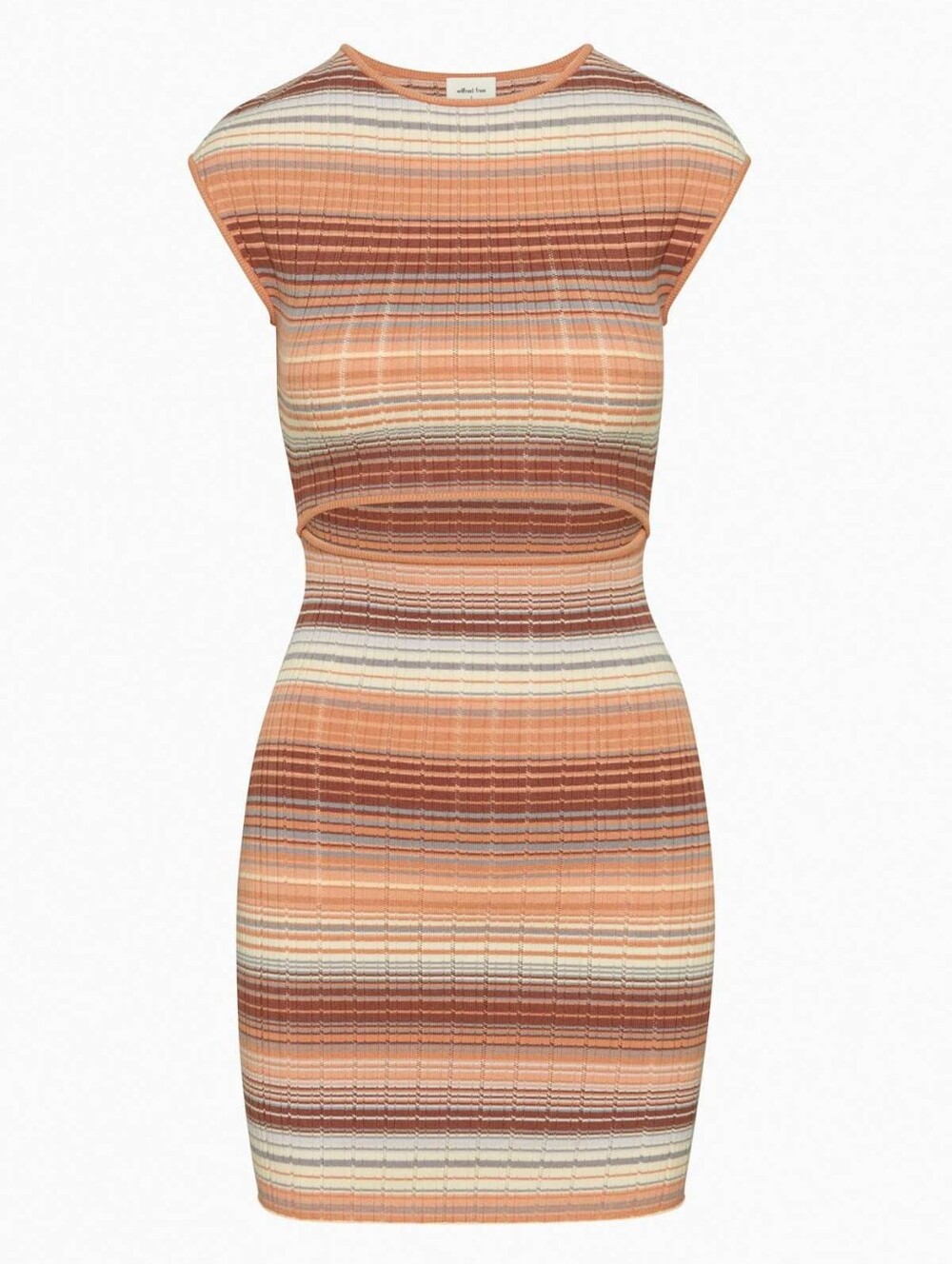 ARITZIA Neutrals Terracotta Striped Bodycon Cut-Out Knit Mini Dress Size XXS NWT